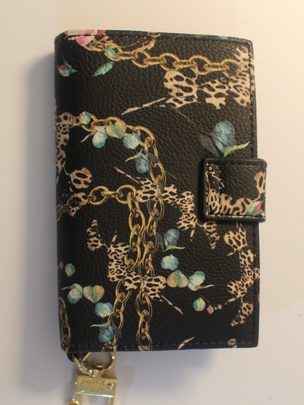 Title: Betsey Johnson Black Floral Leopard Heart Tab Wallet